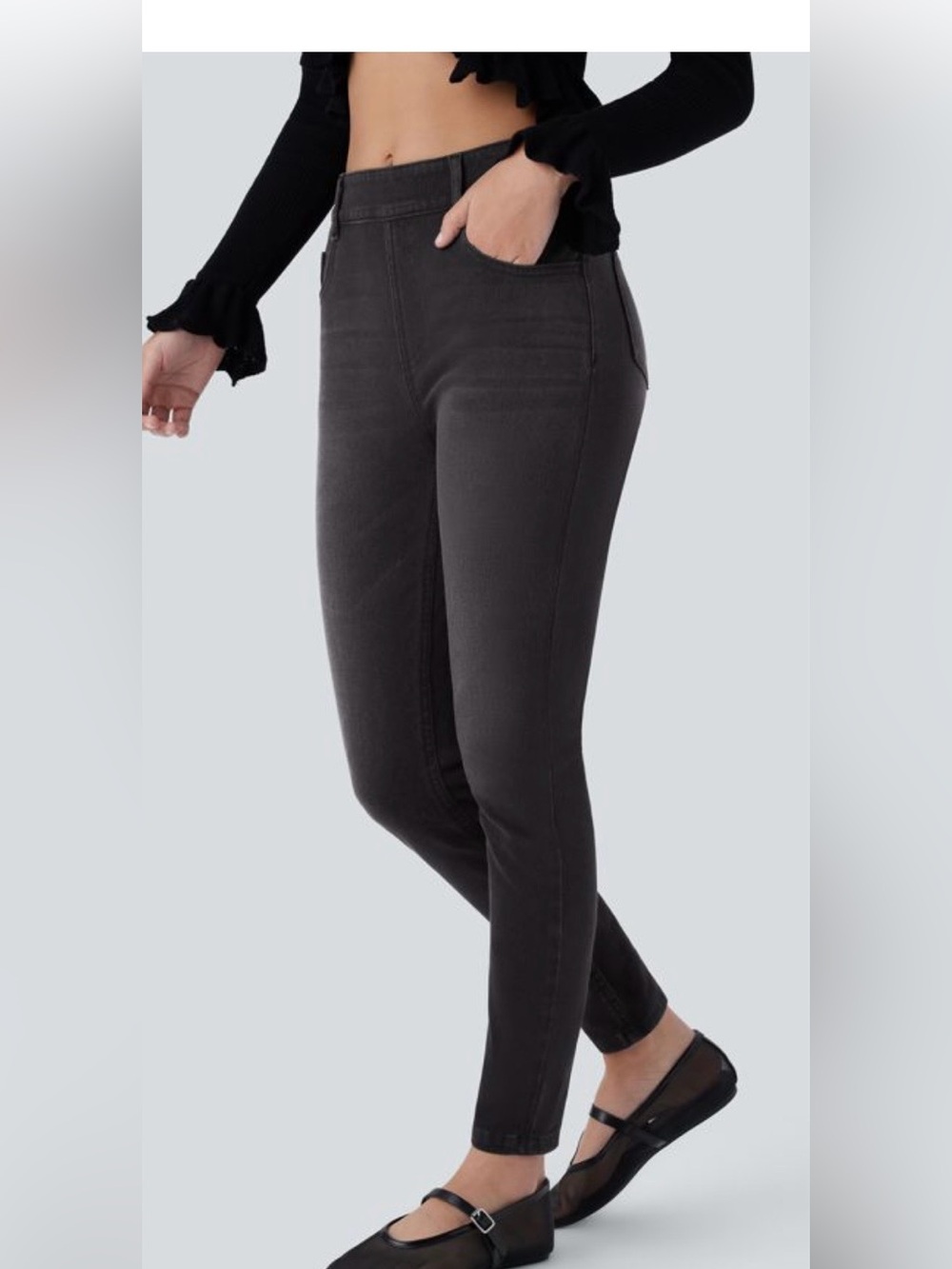 Halara Black Women’s Stretch Pull-On Jeans in Large